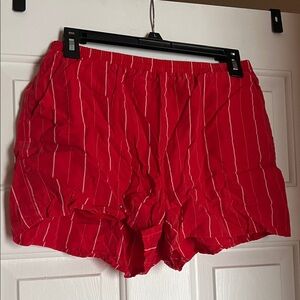 Honey Belle Red Striped Athletic Shorts